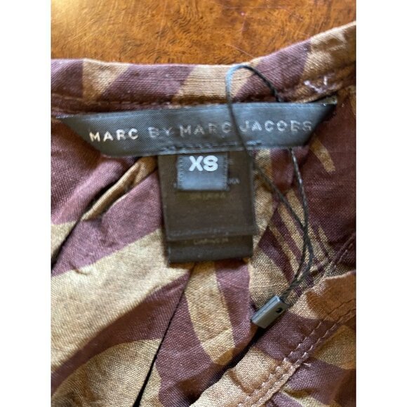 Marc By Marc Jacobs Brown Wool Blend‎ Animal Print Criss Cross Back Top XS - Picture 7 of 9